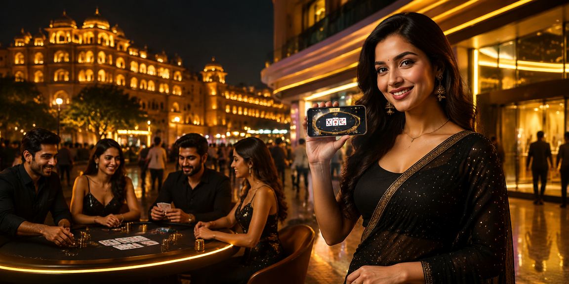 Modern Indian mobile betting with neon Jaipur lights at night